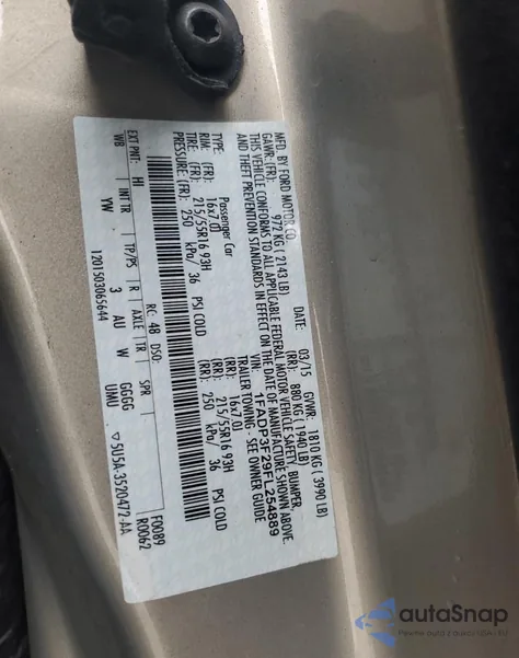 2015 Ford Focus Se from USA, damaged, VIN 1FADP3F29FL254889